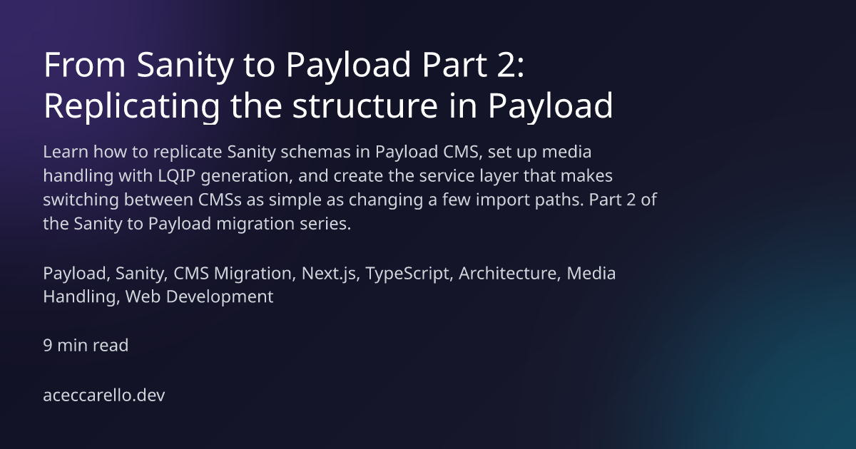 From Sanity to Payload Part 2: Replicating the structure in Payload ...